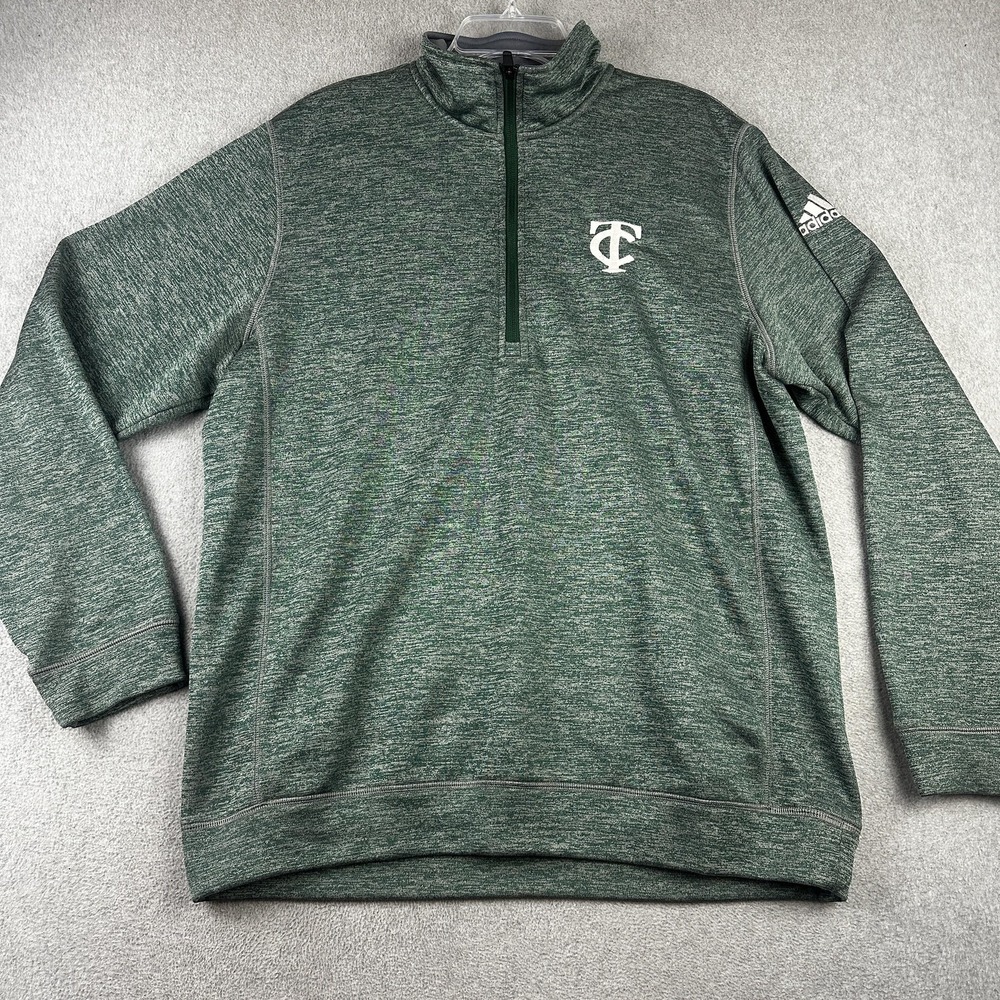 Adidas Team Issue TC Quarter Zip Pullover Mens Large Green Fleece Lined Gym Trai